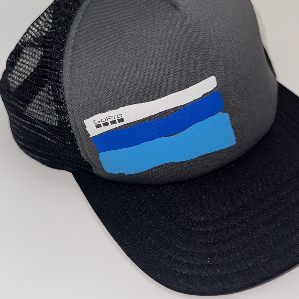 Like new - GoPro Black Truckers Hat Snapback under brim inside label & back tag